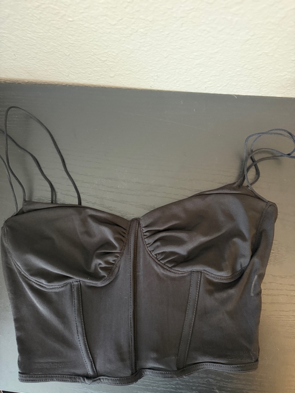 Forever 21 Black Satin Bustier Crop Top